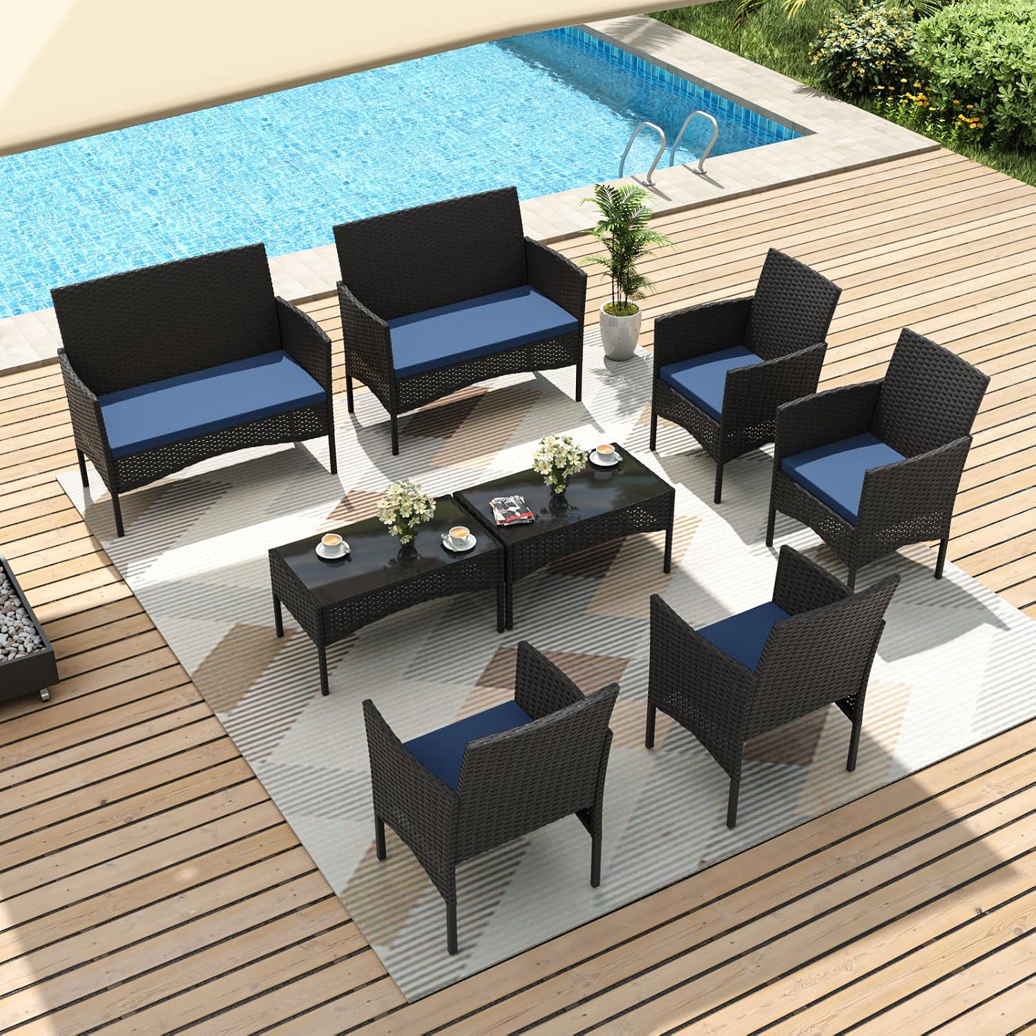 Outdoor Furniture Metal Chairs - طقم أثاث خارجي مكون من 8