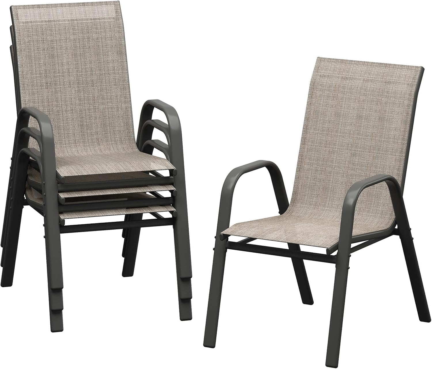 Outdoor Furniture Metal Chairs - مجموعة من 4 كراسي طعام للفناء،